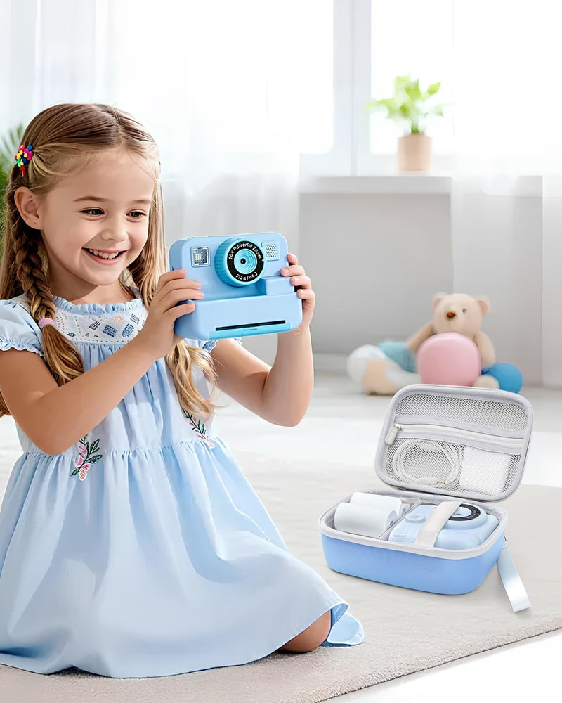 Krypthos Kids Instant Print Camera Case for Dylanto for ESOXOFFORE (Blue) | Compatible with ESOXOFFORE, Dylanto, DUDUDRAGON, Zostuic, Gofunly, Cimizi, Paper Storage, Shockproof, Durable, Easy to Carry Blue