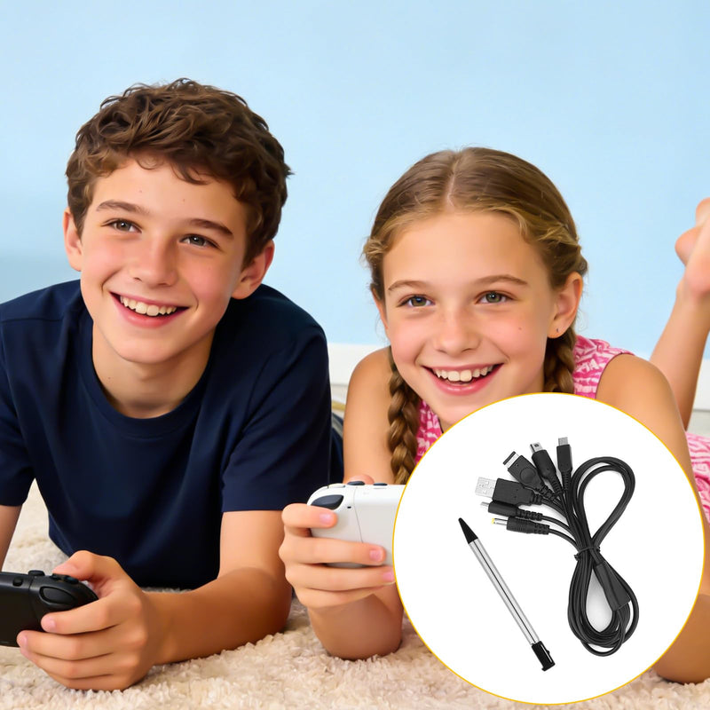 5in1 Charging Cable & Stylus Pen for New 3DS 2DS DSi NDS Lite GBA SP Wii U | 4ft Multi-Functional USB C Charger Cord for New 3DS XL 2DS DSi NDS Lite GBA SP Wii U Gaming Accessories