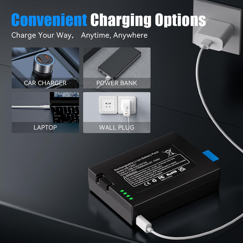 Fulpower 15000mAh Replacement Battery for eufy FamiLock S3 Max,S3 | 3.85V Li-ion, ultra-long standby, LED indicator, fireproof PC case, multi-protection, USB-C cable, eufy battery replacement