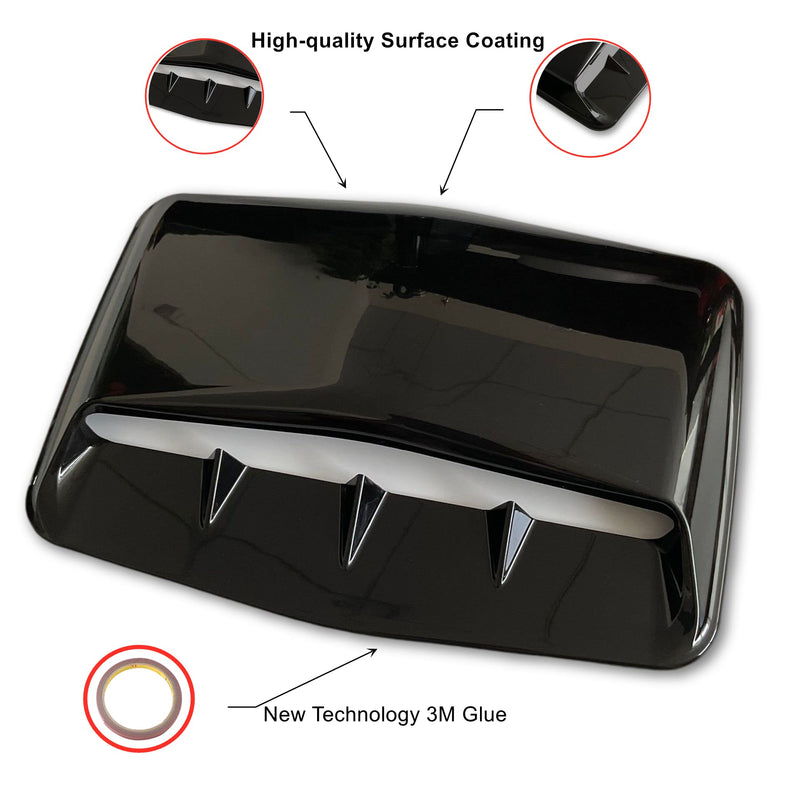 Hood Scoop Car Hood Vent Universal Air Intake Grille Inlet Trim Decor Cover Turbo Bonnet Vent Cover Accessory (Black) Black