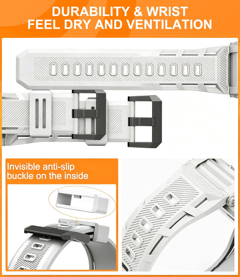 Pro Rugged Case with Band Compatible with Samsung Galaxy Watch Ultra 47mm, Military Grade Protective Design, Durable TPU Material (2025) white