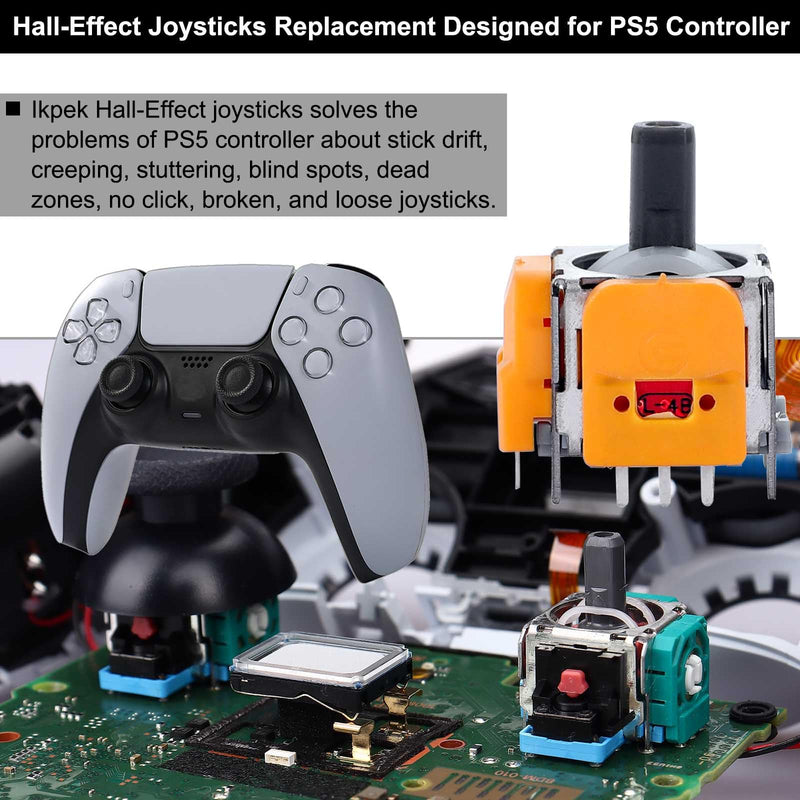 4 Pack Hall-Effect Joysticks Replacement for DualSense PS5 Controller, 3D Analog Sensor Wheel Thumb Sticks Joystick Rocker Module Replacement for Playstation 5 Controller Yellow - 4 Pack