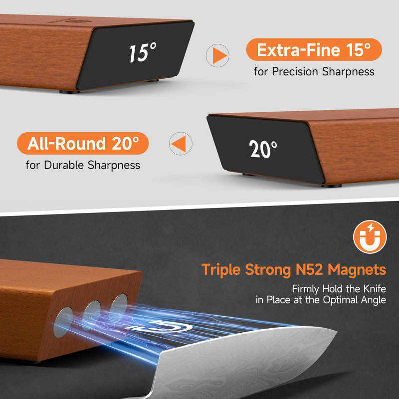 Knife Sharpener, Rolling Knife Sharpener with Diamond and Ceramic Discs, 15° and 20° Magnetic Angle, Roller Knife Sharpening for Kitchen and Pocket Knives, Razor-Sharp Knife Sharpening Kit, Ideal Gift