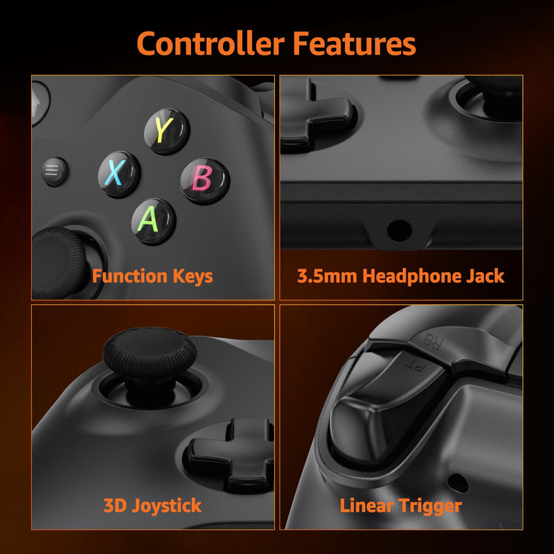 GMVOX Wired Controller for X-BOX-ONE,Compatible with X-BOX One&One S&X, X-BOX Series S&X, PC, IOS, Android Platforms, Gamepad with 3.5mm Audio Jack/Dual Vibration, Support Turbo Function,(Black) Black