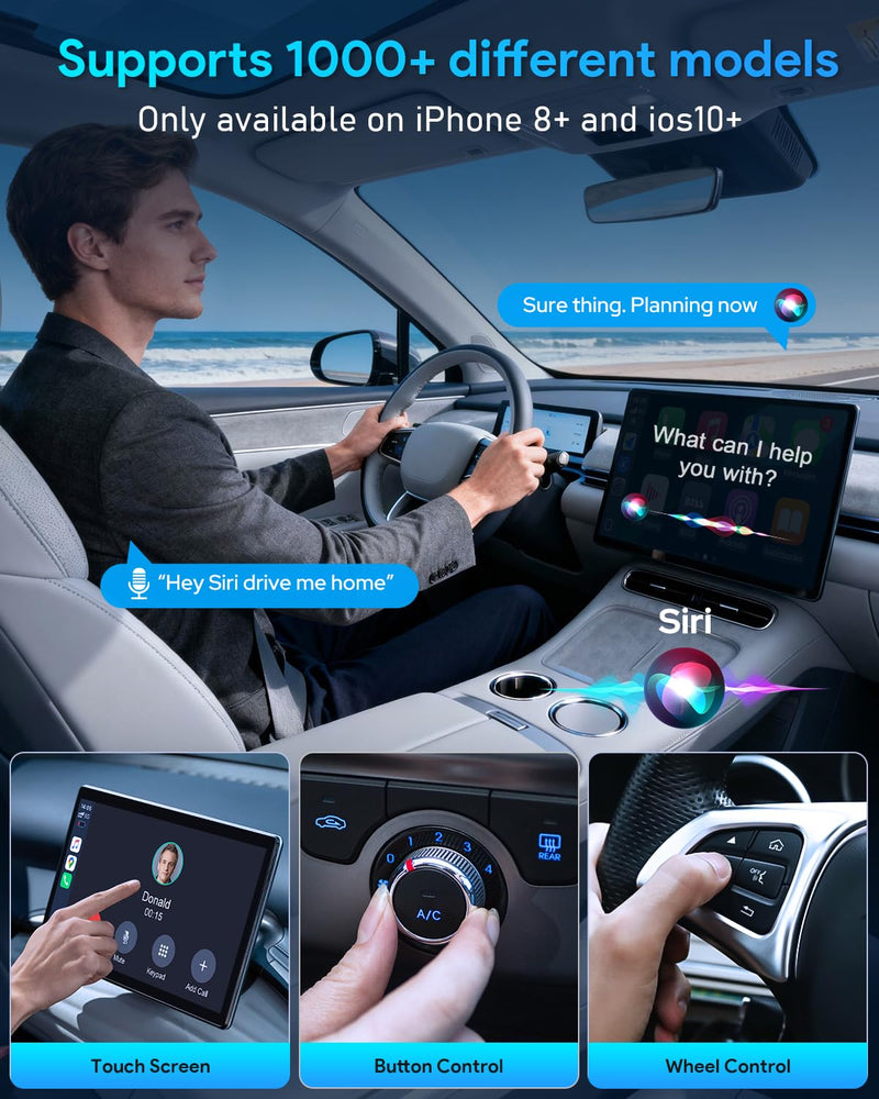 Wireless CarPlay Adapter—Ultra Mini(60% Reduced Size),2026 2-in-1 Android Auto Adapter, 3X Automatic Connection Navigation, Plug and Play, Compatible with iOS 10+, Android 11+