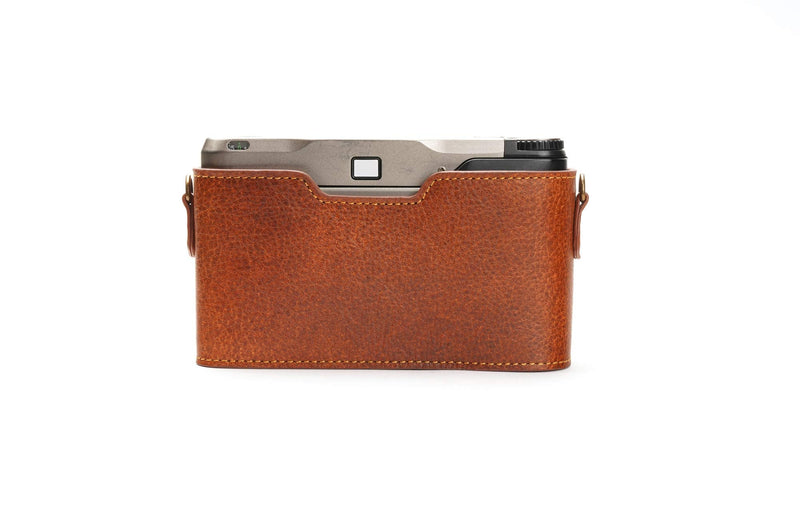 Contax T2 Case, BolinUS Handmade Genuine Real Leather Half Camera Case Bag Cover for Contax T2 Camera With Hand Strap (LavaBrown) LavaBrown