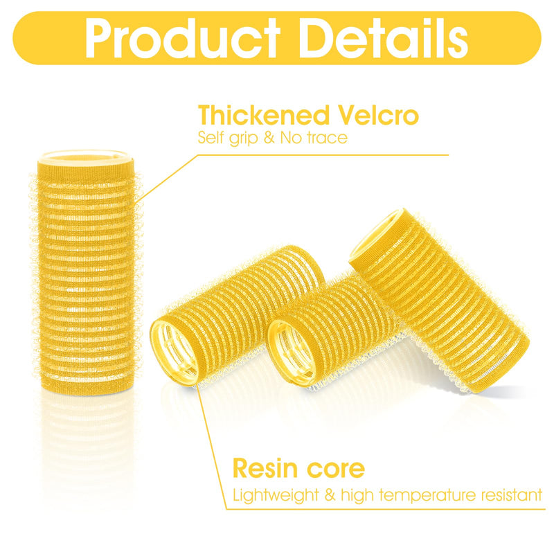 18pcs Self Grip Hair Rollers with Small Comb, Heatless Hair Curler, yellow | Plastic Rose Red, Small Hair Rollers, for Pro Salon Hairdressing, and DIY Hairstyles, 0.98 X 2.44 Inch