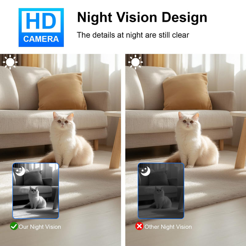 Mini Wireless Camera HD 180° Rotating Cameras Smallest WiFi Security Camara, Portable Nanny Cam Night Vision Tiny Rotatable Cams for Home Room Office Indoor Outdoor (Silver) Silver