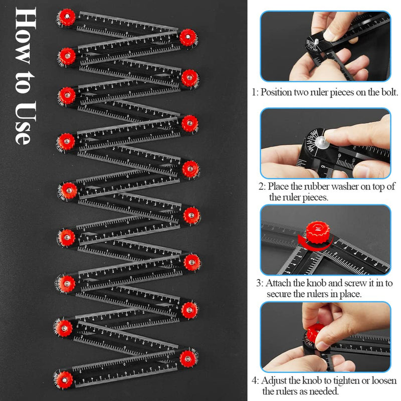 16-Sided Multi Angle Measuring Ruler, Angle Finder with Opening Locator | Heavy-duty aluminum alloy design for precise marking and layout on tile, flooring, roofing and carpentry projects