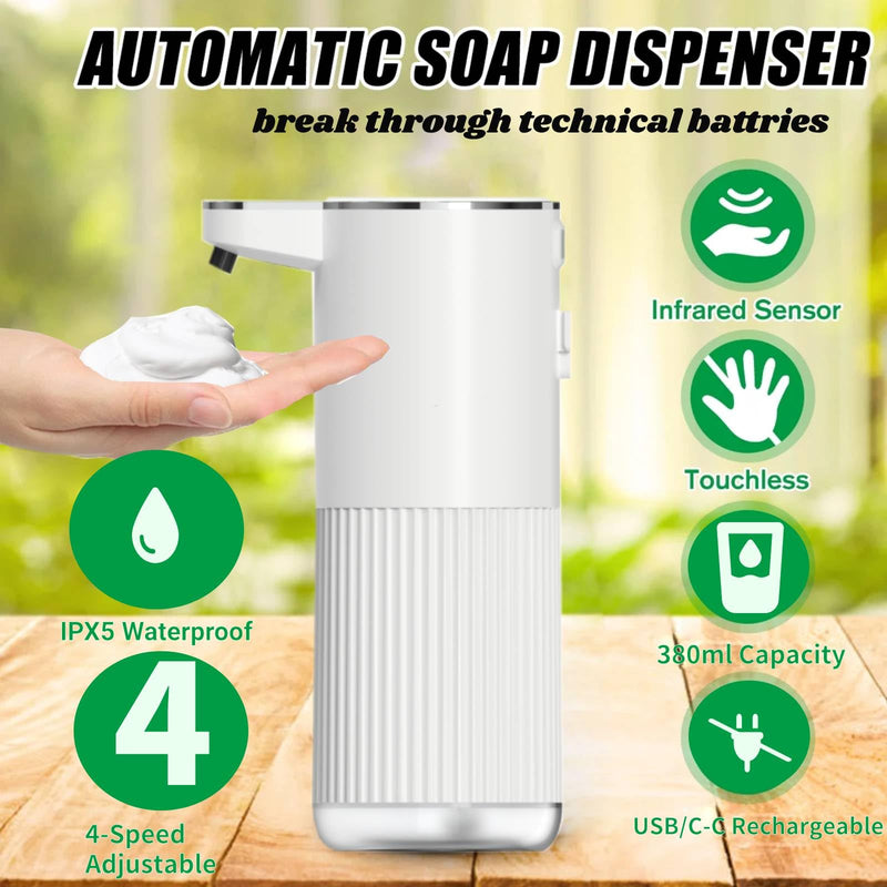 Automatic Liquid Soap Dispenser, Touchless Soap Dispenser Bathroom,Upgrade Hand & Dish Electric Dispenser Adjustable Waterproof Wall Mount Kitchen Auto Soap Pump for Thin and Thick Liquid White
