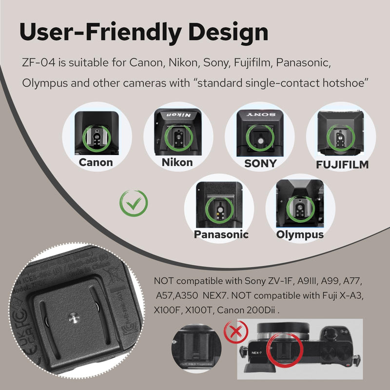 ZF04 Lightweight On-Camera Flash,Mini Flash Speedlite, CCT 6500K±200K,372 Full-Power Flash Light with Universal Hot Shoe Mount Fit for Canon, Nikon, Sony, Fuji,Leica Cameras (Silver) Silver