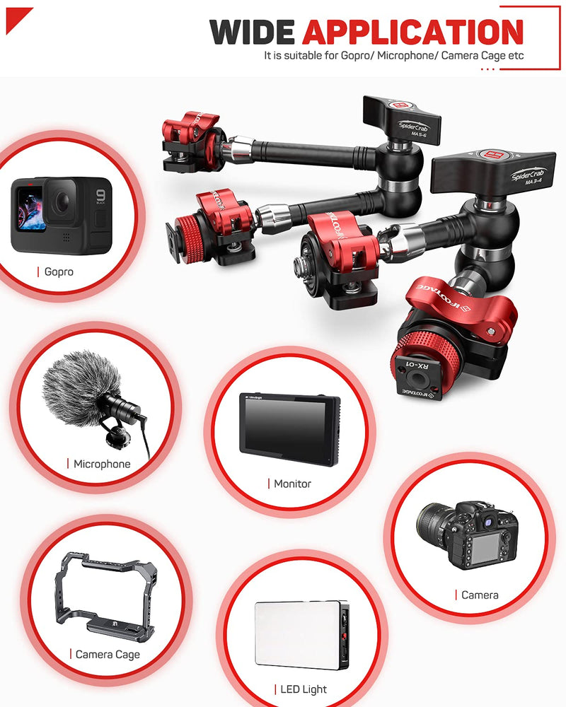 IFOOTAGE Magic Arm Clamp w/ 1/4" and 3/8" Thread and 7 Inches Adjustable Friction Power Articulating Magic Arm with 1/4" and 3/8" Thread Screw for DSLR Camera Rig/LCD Monitor/LED Lights (MA3-4) Set-MA3-4