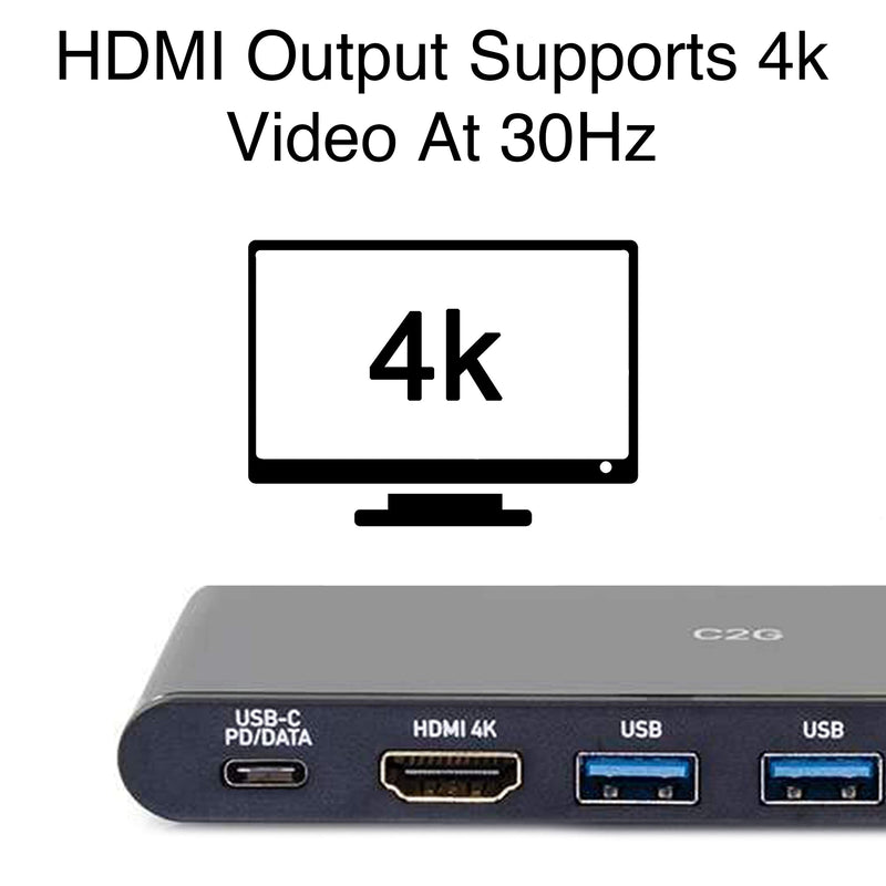 USB-C® 6-in-1 Mini Docking Station with HDMI®, Ethernet, USB and Power Delivery up to 60W - 4K 30Hz