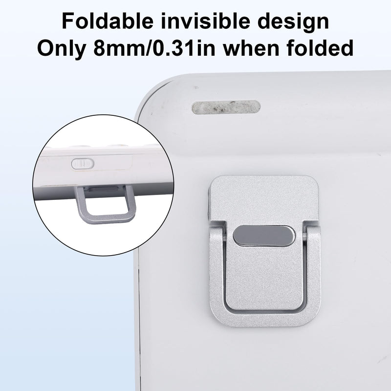 4pcs Mini Keyboard Riser, Self-Adhesive Portable Small Laptop Tilt Stand Zinc Alloy Lifter Feet Foldable & Invisible Computer Notebook Holder Leg Lift Accessories for Desk (Silver, Black)