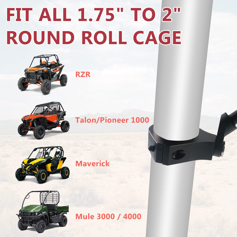 UTV Phone Mount - 360 Adjustable Heavy Duty Phone Holder Fit for 1.75 to 2 Inch UTV Roll Bar Compatible with Can-Am Maverick X3/ RZR/Ranger/Talon Pioneer 1000 for 4.0 Inch to 7.2 Inch Cell Phone
