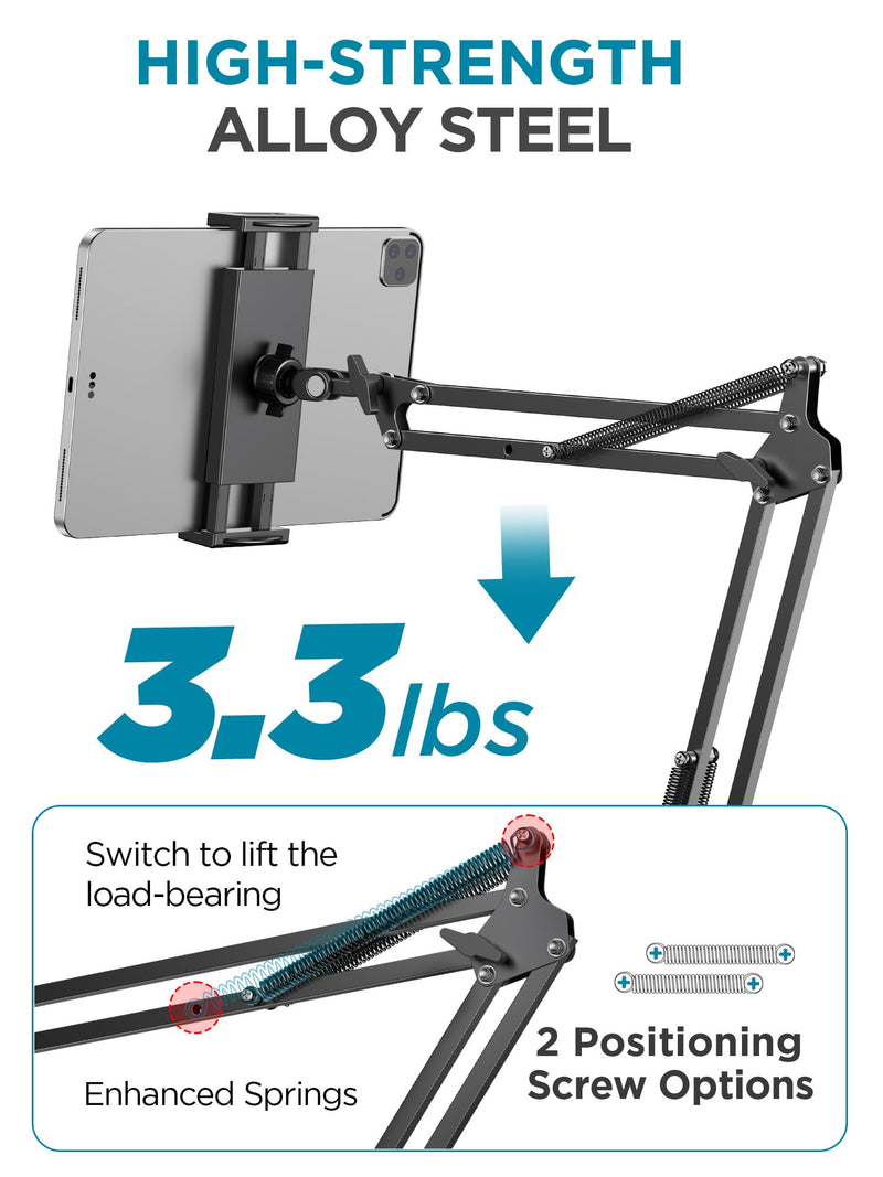 InnoGear Tablet Holder for Bed, Overhead Tablet Stand Phone Holder Tablet Mount for Desk 2 Clamps with Swivel Ball Head for iPad Kindle Switch Graphics Tablets 4-13" Devices