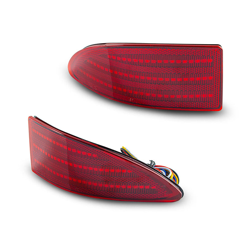 LED Rear Bumper Reflector Light Compatible with Lexus IS250/IS350 2006-2012 w/4 Functions Running+Turn+Signal+Brake+Reverse Lighting Red Lens Red(4Functions)