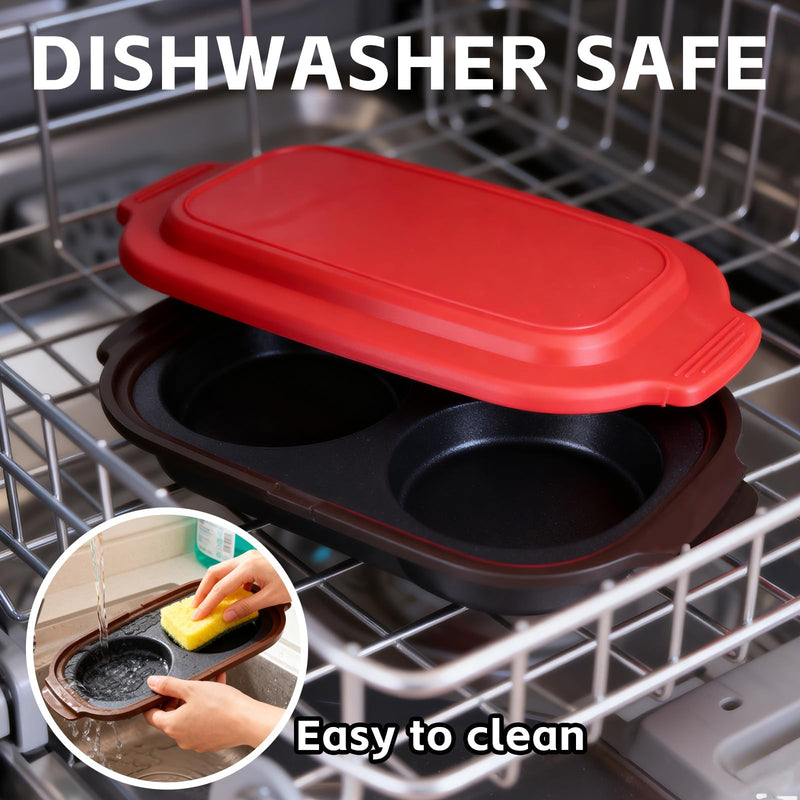 Quick-Heat Microwave Egg Cooker, Portable Poacher/Fryer Egg, Egg Cooker for Breakfast Sandwiches Maker for 2 Eggs, for Kitchen, Travel, Gifts Dishwasher-Safe (red) red