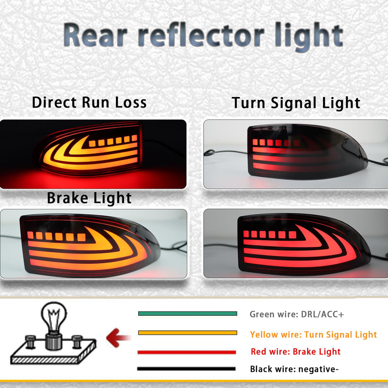 Upgrade LED Rear Bumper Reflectors Light Fog Brake Tail Lamps Compatible with Lexus Gen2 2006-2012 IS IS250 IS300 IS350 IS200t is-F Replace OEM Stock Reflector Turn Signal Light (Smoked) Smoked