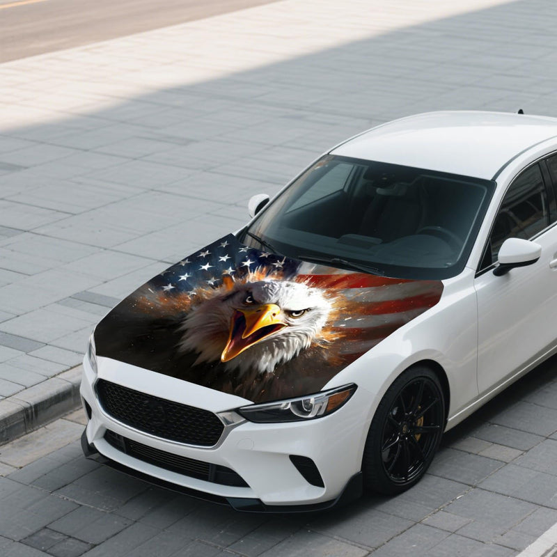 American Car Hood Cover - 59x51 in Car Hood Cover Eagle Flag Bonnet Banner with 2 Adjustable Triangular Fasteners, Universal Fit for Trucks, SUV Car Hood Cover-9