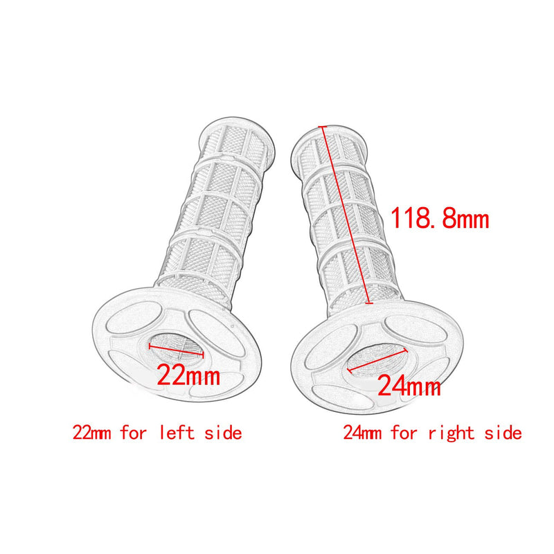 7/8" Practical Motorcycle Hand Grips Dirt Bike Motocross Gel Handlebar 2Pc White