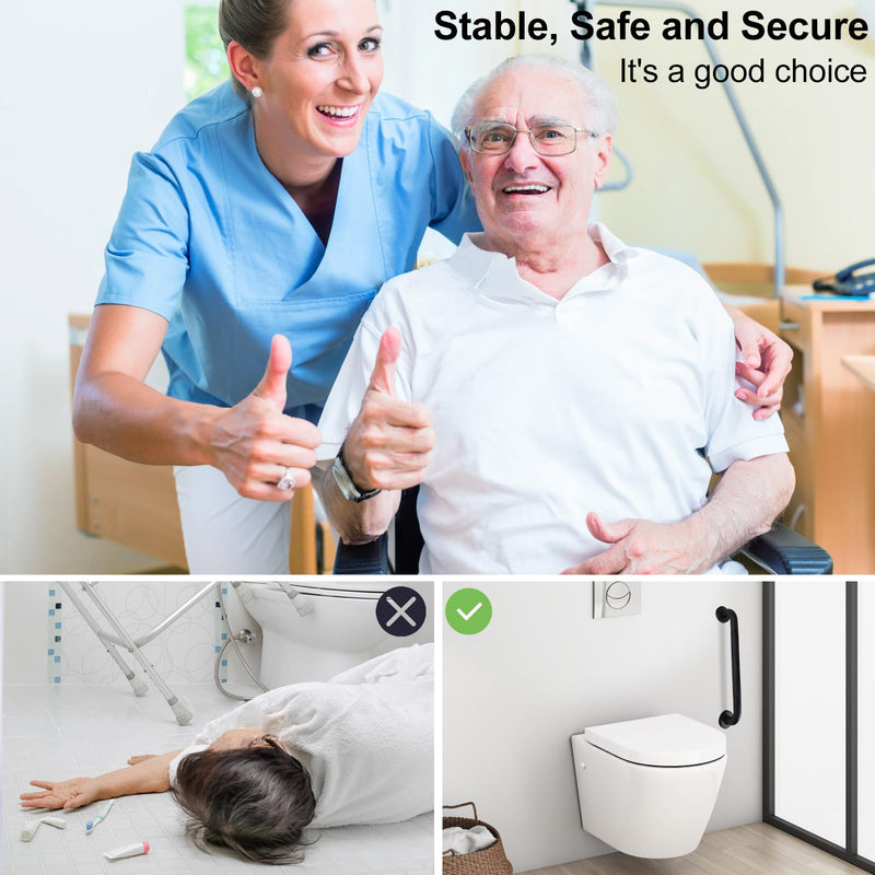 Grab Bars for Bathtubs and Showers 2 Pack 24 Inch- Safety Bathroom Handicap Grab Bar for Seniors - Anti-Slip Grab Bars for Shower- Shower Handles for Elderly(Black) Black