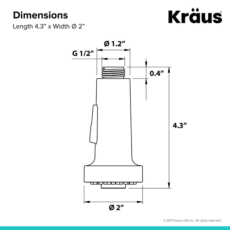Kraus KFS-1SS Dual Function Kitchen Faucet Sprayer, Stainless Steel 4.4" x 2"