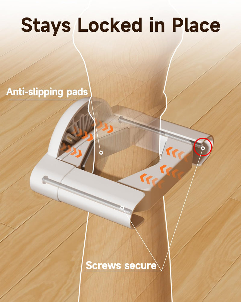 No Drill Baby Gate Banister Adapter, Upgraded Mounting Kit for Stairway, Fits Round & Square Posts 1.5"–3.5", for Most Baby & Dog Gates, No Holes in Your Posts, White