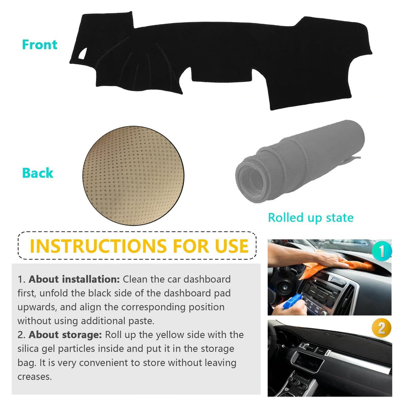 Dashboard Cover Suitable for Toyota RAV4 2006 2007 2008 2009 2010 2011 2012 Car Dashboard Cover Sun Visor Mat Non-Slip Polyester Dashboard Accessories (Black) Black 2006-2012 For Toyota RAV4