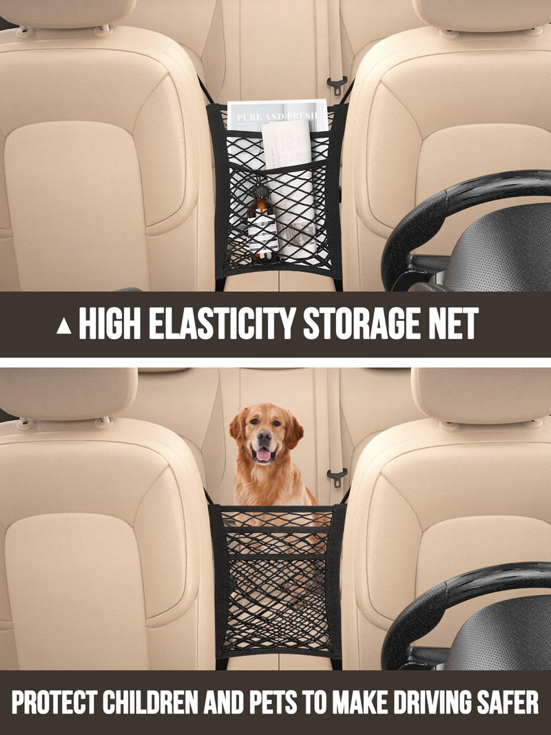 Backseat Car Organizer(20 Storage Pockets),Come with Free 1 Seat Net and 2 Headrest Hook, Touch Screen Tablet Holder, Divider for Driving Safely Children & Pets…, Car Organizer (black) black