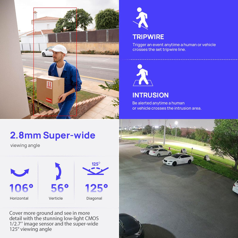 4K Starlight 8MP IP POE Security Dome Camera Outdoor,Tripwire & Intrusion,Human & Vehicle Detection,Low Illumination 98ft Night Vision, Built-in Mic,SD (256GB), H.265, POE, IP67, IK10 Ivory White 8MP 2841E Starlight