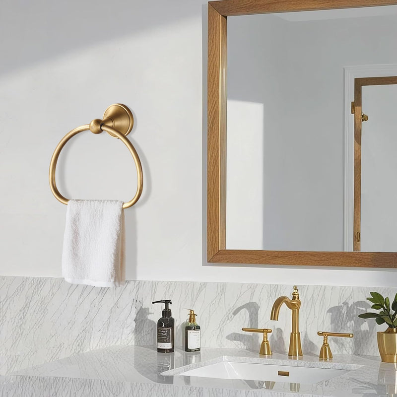 Brass Toilet Paper Holder Towel Ring, Antique Brass Towel Holder Toilet Paper Roll Holder, Rustic Towel Rack Bathroom Accessories Set Hardware 2 Pieces Farmhouse Wall Mounted