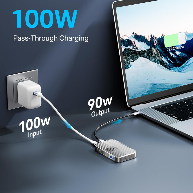 ACASIS 10Gbps Magnetic M.2 NVMe SSD Enclosure & USB C Docking Station with Cooling Fan for iPhone 17/16/15 Pro/Pro Max/Plus,Tool Free Installation,Support SSD Size 2230/2242/2260/2280 B+M M-Key Grey