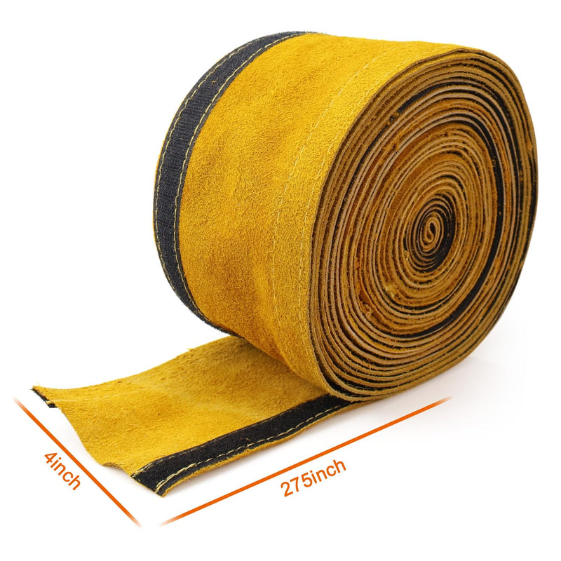 TIG Welding Torch Cable Cover Flame-Resistant Leather Yellow Cover 275"x 4" (23 Feet Length) 23 Feet(7 Meters) 1 Pack