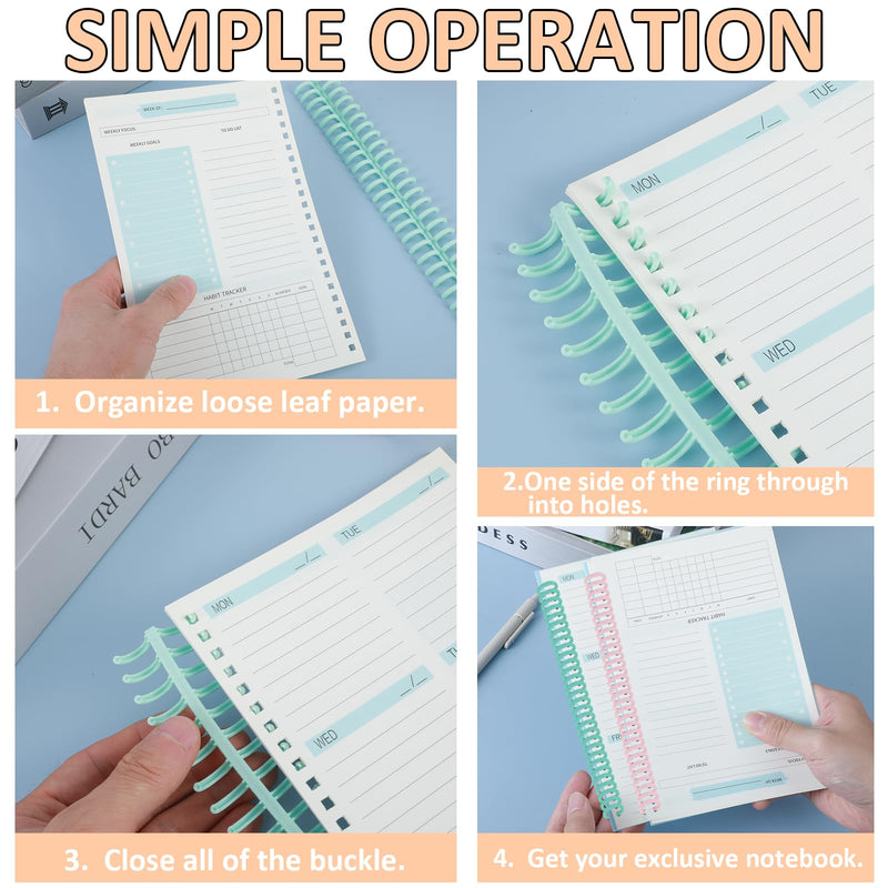 Binding Spines, 10Pcs Plastic Binding Combs Binding Machine 30 Hole Click Binding Ring Spiral Book Binder Coils for Student Teacher Business Document File Making Office and School Use