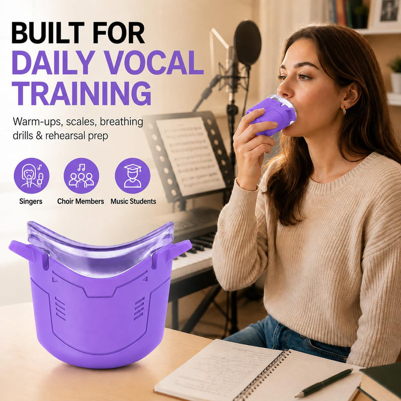 Purple Vocal Dampener for Singers, Portable Silicone Voice Practice Mask | Helps soften vocal projection for quieter singing, warm-ups, and speech practice at home or on the go. Purple