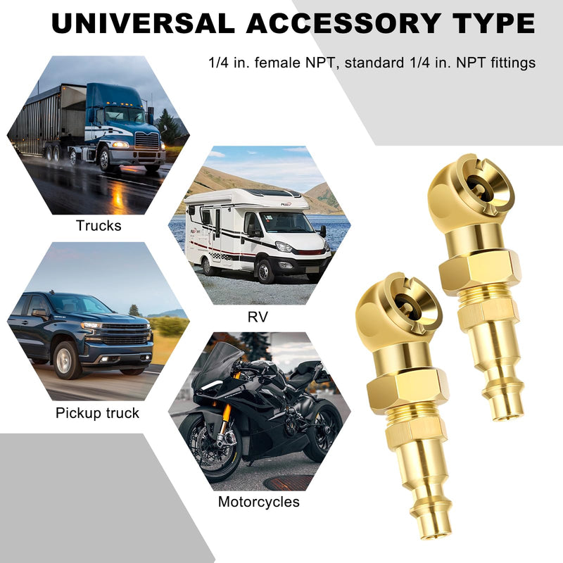 Ball Foot Air Chuck Set, 1/4" FNPT Closed Flow Portable Tire Chuck with Quick Plug Teflon Tape, Brass Closed Ball Tire Gauge Air Chuck Nozzle Kit for Air Compressor Attachment