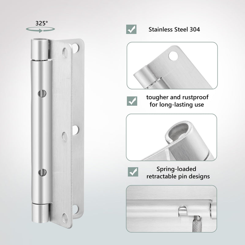 4 Inch Quick Release Hinge, Stainless Steel 304, Detachable, Spring Release Hinges with 6 Holes for Cabinet Lids, Electrical Enclosure Doors, Horizontal & Vertical Mounting (4, 4 inch)