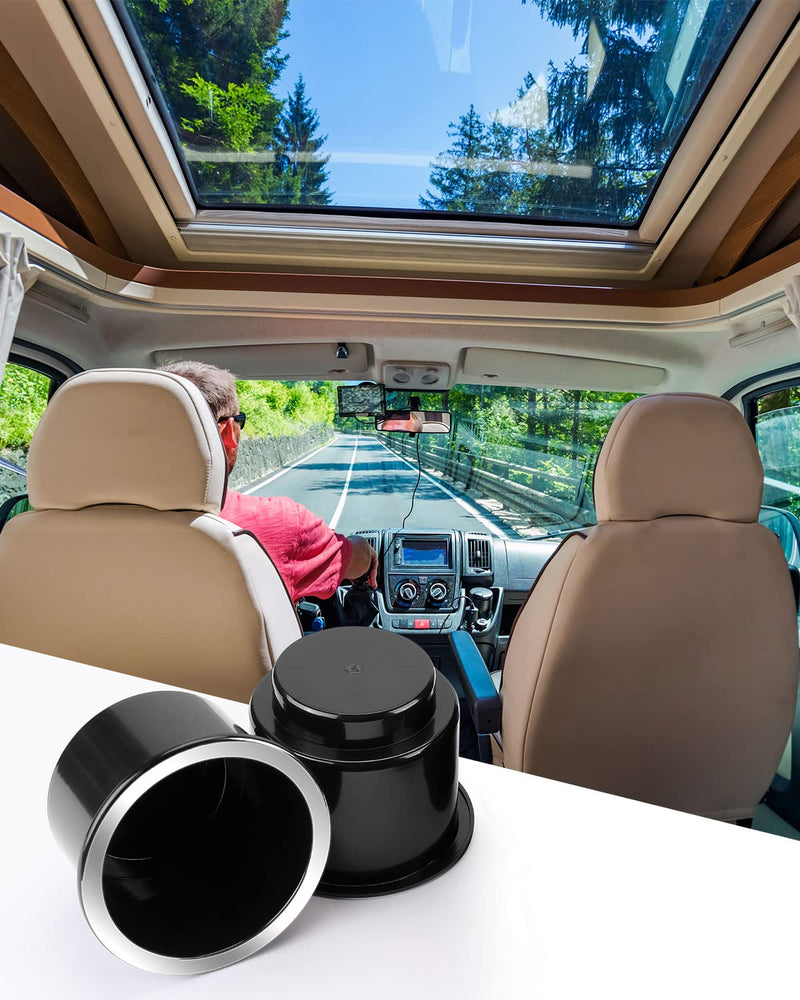 JoyTutus Cup Holder Insert 2pcs for RV Boat Car Couch Golf Cart, Elegant Chrome, Large Plastic Universal Drop in Cup Holder for Pontoon Table Sofa 2Pack