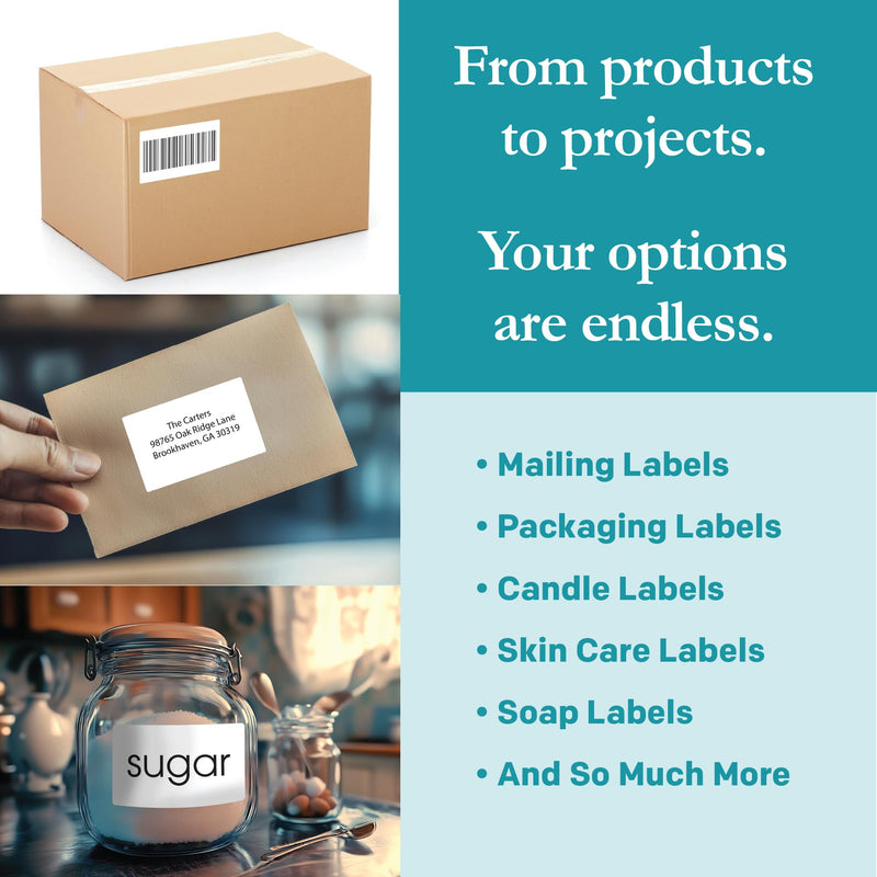 Premium Label Supply White Sticker Shipping/Mailing Labels – 4" x 2.5" – Laser/Inkjet Compatible – (8 per Sheet), 25 Sheets – 200 Total Adhesive Labels 200 Labels