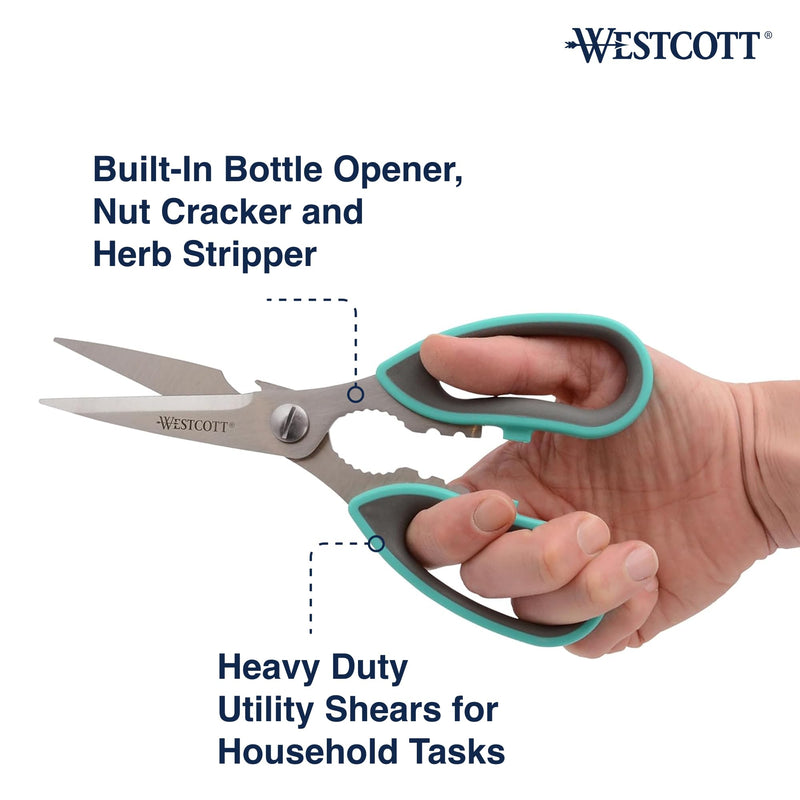 Westcott Titanium-Bonded Kitchen Shears 4pk, Durable and Versatile Scissors with Soft Handle for Precise Cutting, Ideal for Cooking 4-pack