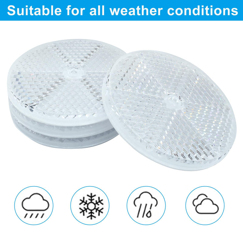 6 Pack White Round Reflector, Front Reflector with Mounting Screw, Safety Reflectors for Driveway, Trailer, Posts