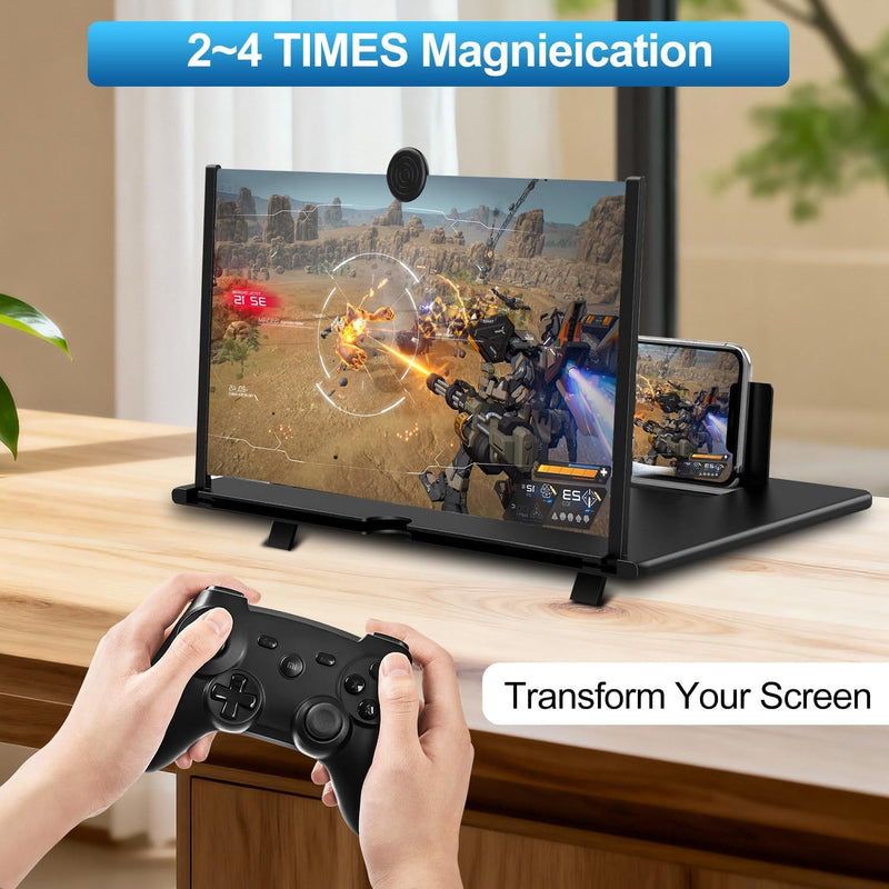 14 Inch Phone Screen Magnifier, Foldable Cell Phone Screen Magnifier, Pull Out Phone Screen Amplifier for Movies, Video, Gaming, Compatible with All Smartphones (Black)
