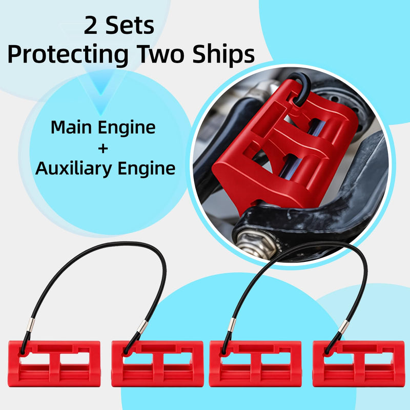 2 Sets 4" Steer Stop Outboard Steering Locks - Keep Motor in Position When Towing, Easy Install Hydraulic Steering Clip for Safe Boat Trailering & Transport Red