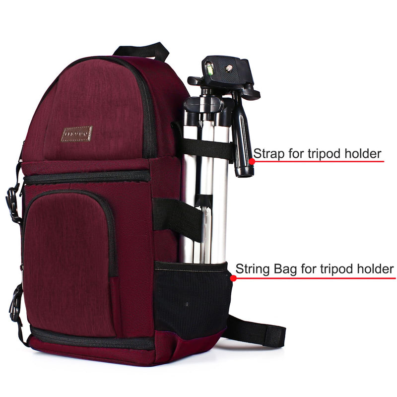 MOSISO Camera Sling Bag, DSLR/SLR/Mirrorless Camera Case Camera Backpack | Shockproof Photography Bag with Tripod Holder&Removable Modular Inserts Compatible with Canon/Nikon/Sony/Fuji, Wine Red