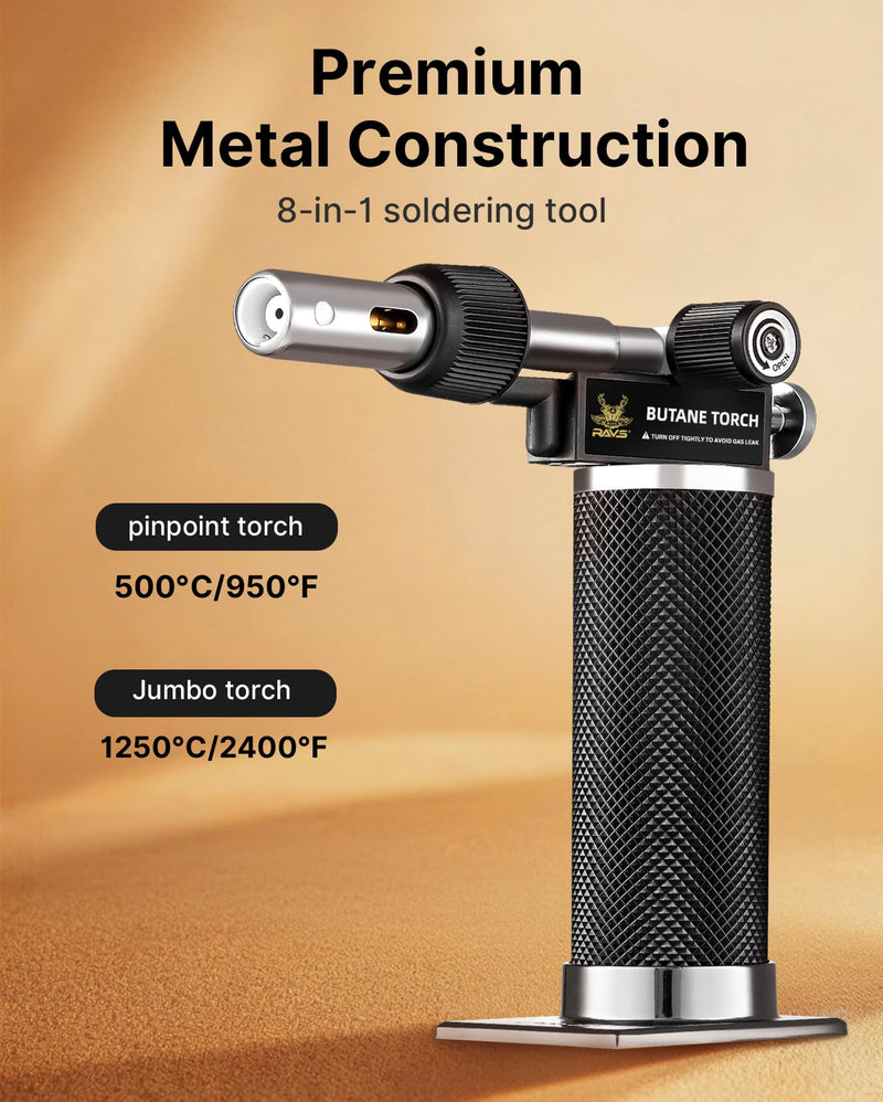 RAVS Butane Soldering Iron Kit Cordless, 14-Piece Multi-Function Butane Torch Kit, Portable Brazing Torch with Adjustable Flame, Without Butane Fuel, Unique Gifts for Men Women Husband RBT600