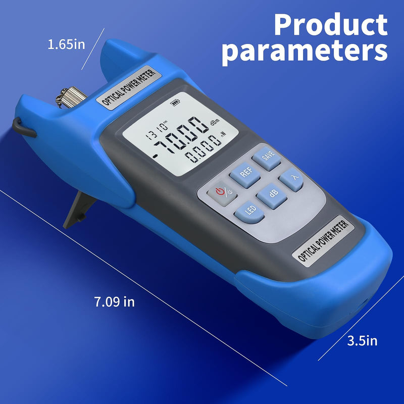 2-Piece Rechargeable high-Precision Optical Power Meter A-C710A (-70~+10dBm) Fiber Tester & Fiber Optic Test Pen 15,Suitable for SC/FC/ST/LC Interface, with 1 FC-LC Adapter