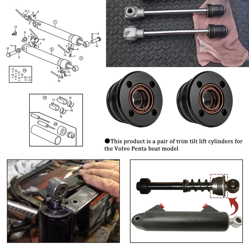 Trim Cylinder RAM Rebuild Kit Compatible with Volvo Penta 290 3860881 872612 872837 duo prop (2) 2