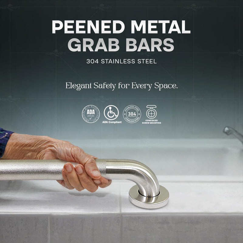  [AUSTRALIA] - Highcraft Grab Bar for Bathtubs and Showers, Anti Slip Shower Grab Bars for Seniors and Elderly, Safety Bar for Bathroom 18" x 1.5" ADA Compliant Grab Bar, Heavy Duty Stainless Steel Shower Handle
