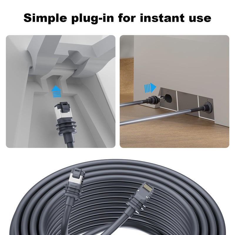Starlink Mini Ethernet Cable, Replacement Starlink Cat 6 Cable, Network Cable for Starlink Mini/Gen 3, Waterproof Starlink Cable Extension for Starlink Standard 4 / 4X / Gen3 / Mini, Gray (30FT/10M) 30FT/10M